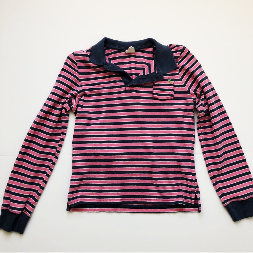 Pink and Navy striped Abercrombie and Fitch polo
